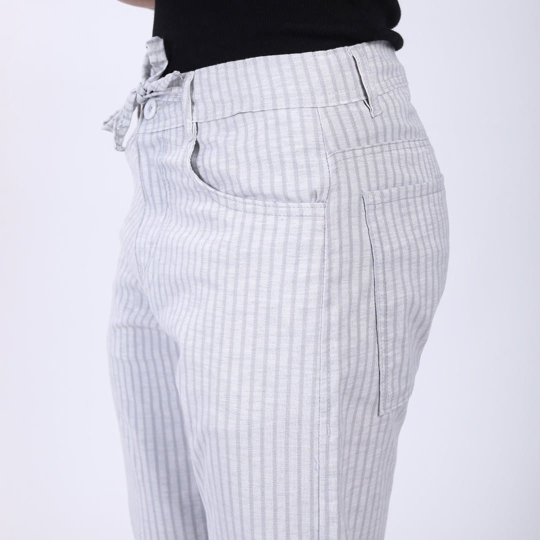 LIGHT GREY STRIPE LINEN PANTS 4913-4